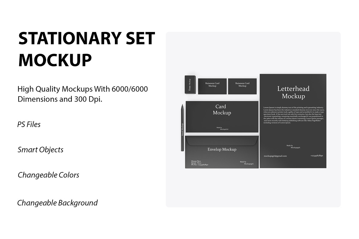 Stationary Set Mockup, a Packaging Mockup by Mockups Girl (Photo 2 of 2)