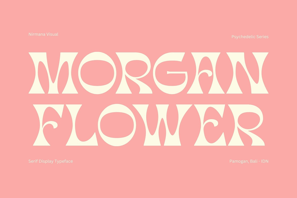 Morgan Flower - Retro Psychedelic, a Font by Nirmana Visual (Photo 1 of 11)