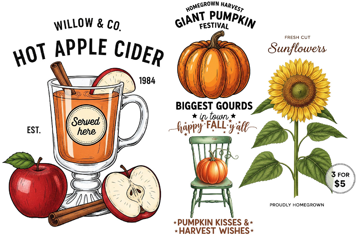 Rustic Fall Farmhouse Sign PNG Bundl, an Illustration by DreamArtGraphic (Photo 3 of 4)