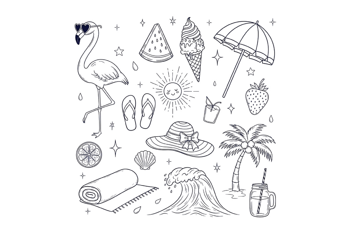 Hand Drawn Summer Beach Doodles PNG, an Illustration by CraftArtStudio (Photo 1 of 4)