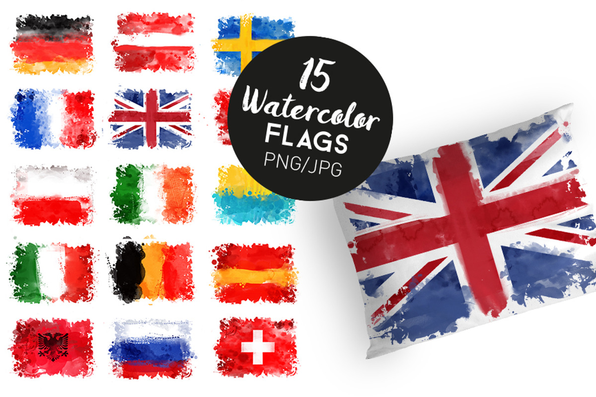 Watercolor flags, an Illustration by Tatiana Davidova