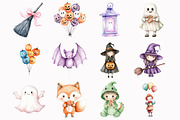 Watercolor Cute Halloween Clipart, an Illustration by Design Market (Thumbnail 2 of 5)