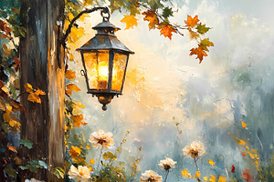 Autumn Lantern Oil Painting