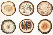 Watercolor Wood Slice Clipart, an Illustration by Libby Wishes (Thumbnail 3 of 6)