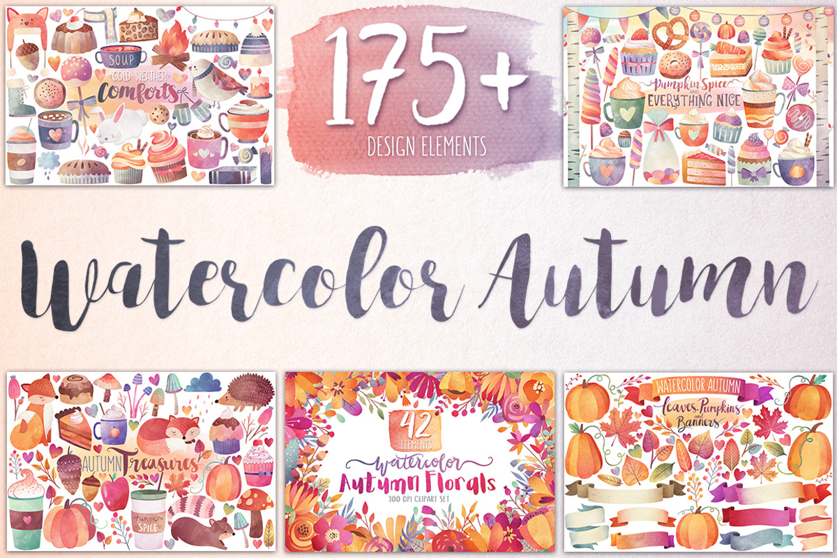 Watercolor Autumn & Winter Bundle, a Food Illustration by Kenna Sato Designs (Photo 1 of 6)