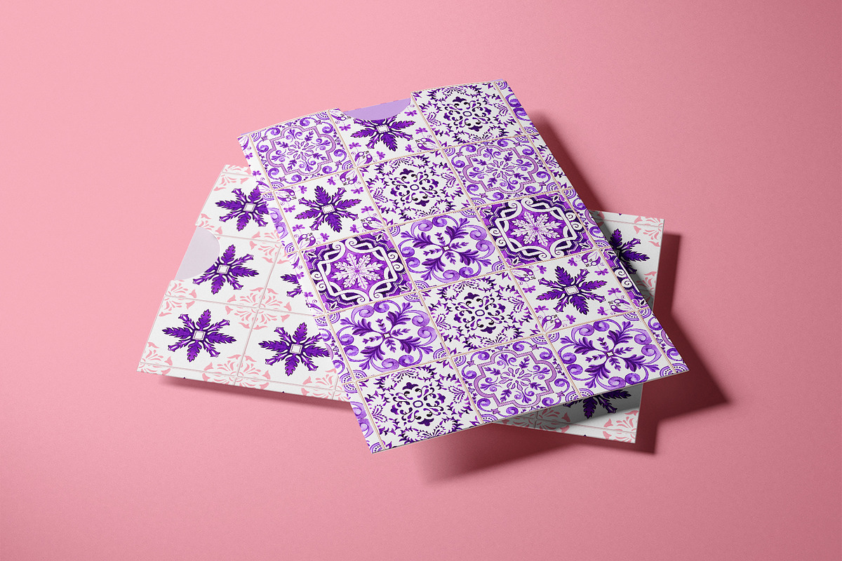 Purple Portuguese Azulejo Tiles Set4, a Pattern Graphic by ilonitta (Photo 10 of 10)