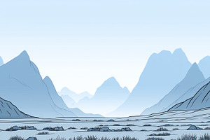 Scenic cartoon landscape with blue, a Nature Photo by MistyDay