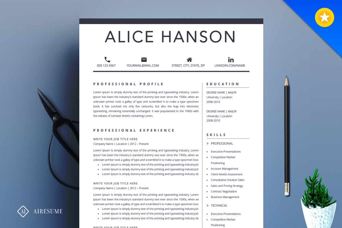Resume/CV Template, a Resume Template by A1RESUME (Photo 1 of 6)