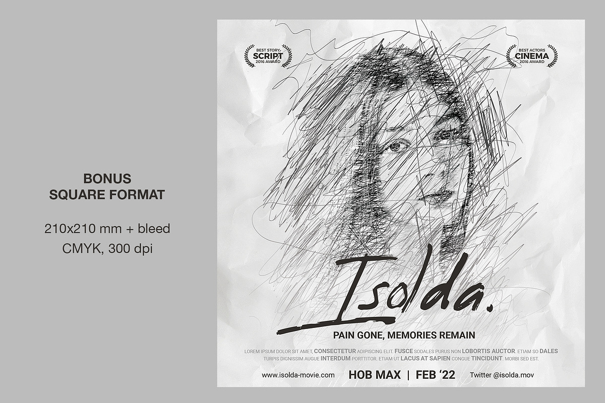 SCRIBBLE Movie Poster Template, a Flyer Template by Bornx Design (Photo 6 of 7)