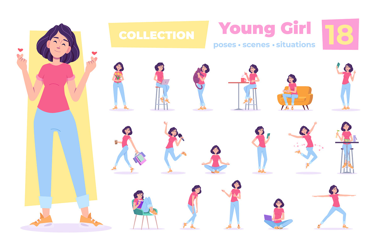 Young Girl Collection, an Illustration by VectorVision