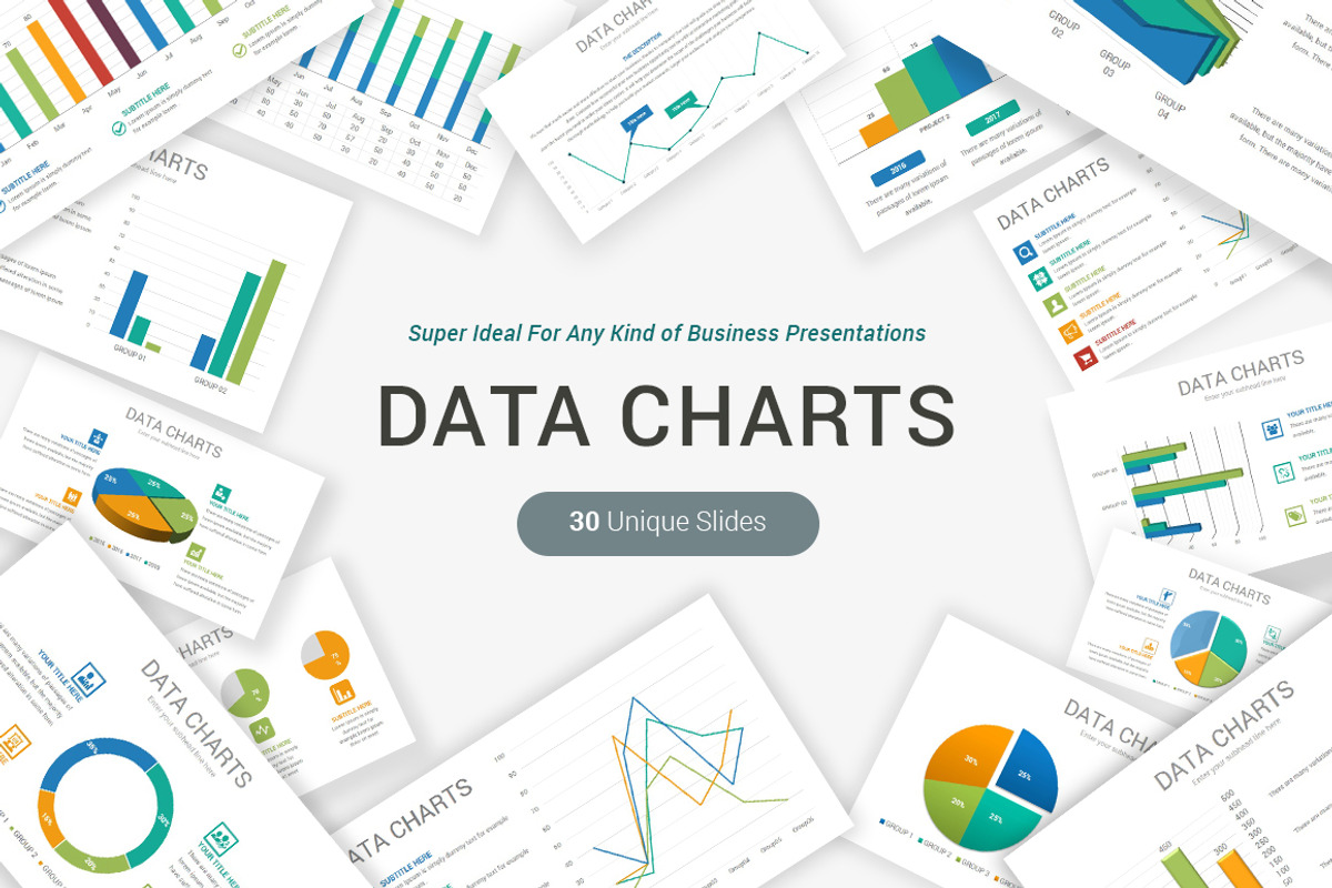 Data Charts PowerPoint Template, a Presentation Template by SlideOne (Photo 1 of 8)