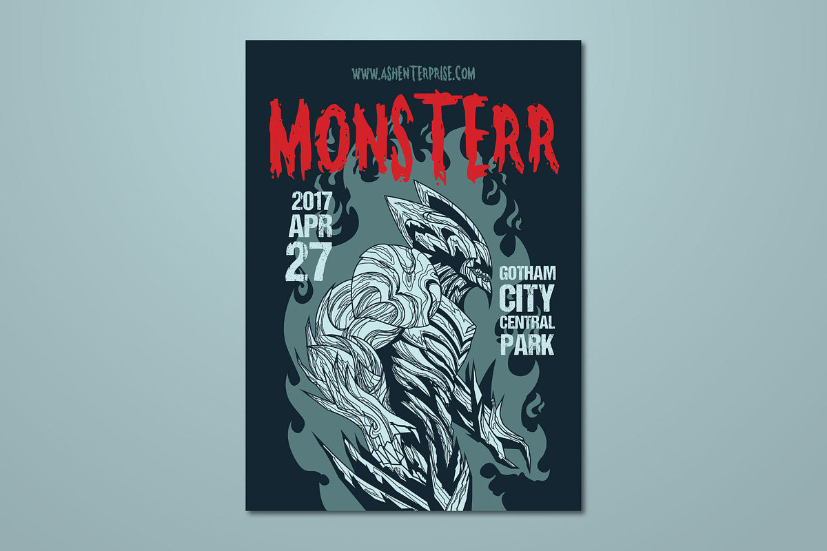 Monster Horror Hand Drawn Vector, a Flyer Template by ashenterprise (Photo 1 of 2)