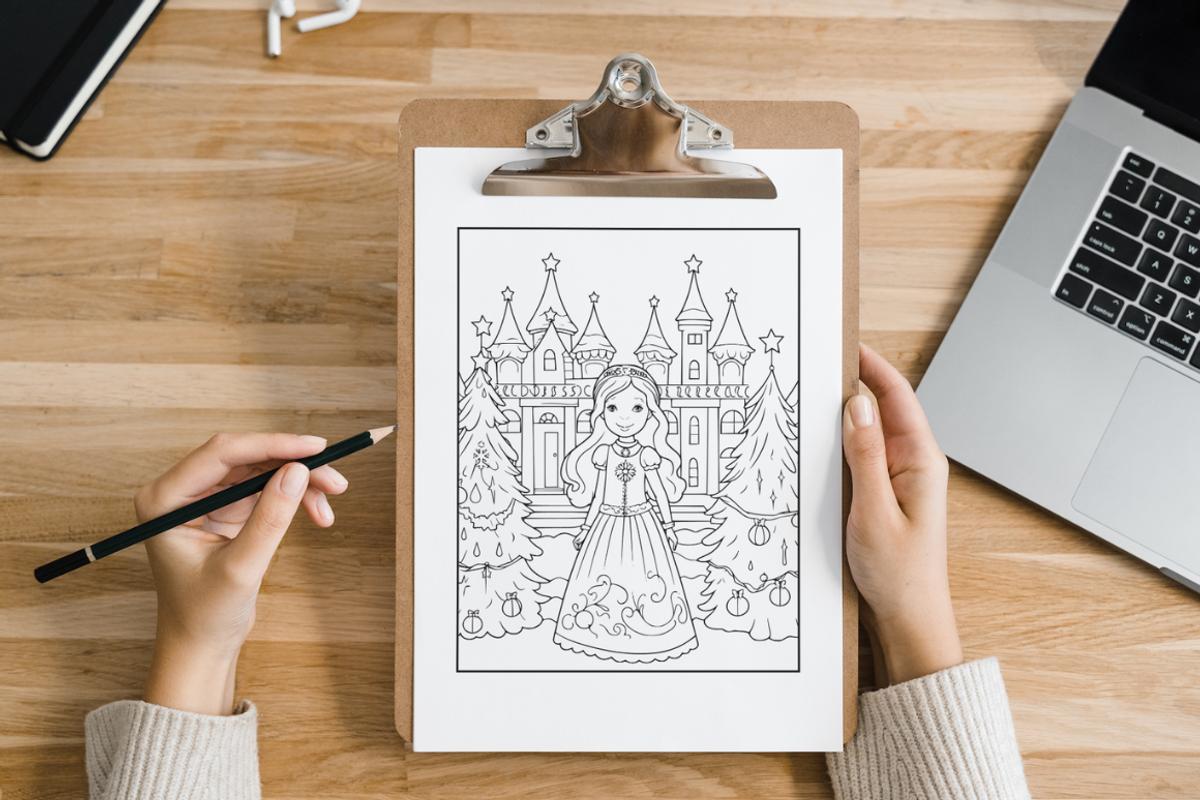 30 Christmas Castle Coloring Pages, a Seasonal Illustration by Dreamy Little Graphics (Photo 3 of 3)
