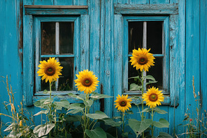 Sunflowers bloom vibrantly in front, a Photo by Iftikhar Alam