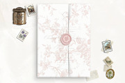 Peony Pink Rose Toile Vellum Jacket, a Stationery Template by SilverJoyAtelier (Thumbnail 3 of 3)