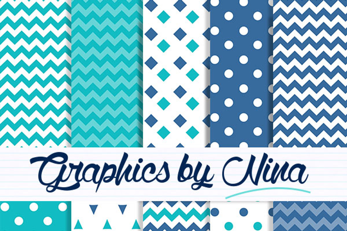 Tones of blue digital papers