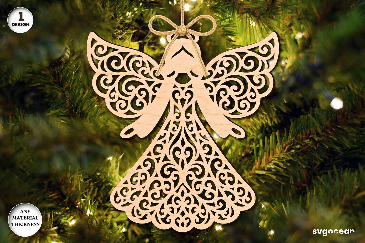Christmas Angels Ornament Bundle, a Decorative Illustration by svgocean (Photo 11 of 13)