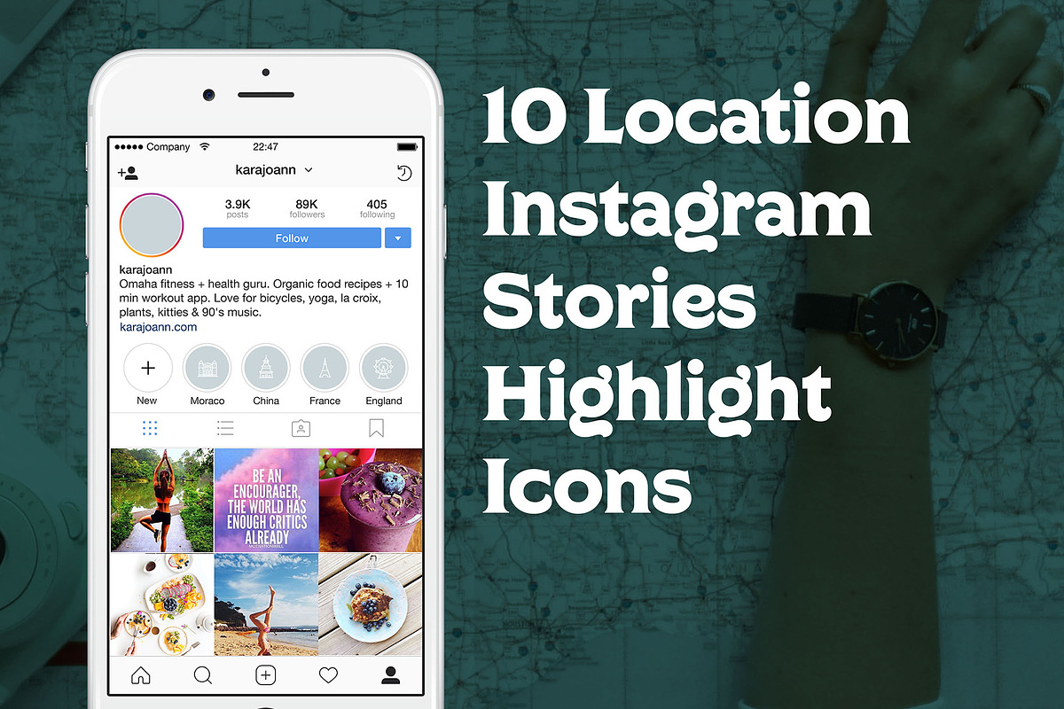 10 Location Icons & Insta Stories, a Social Media Template by Em & Dash (Photo 2 of 5)