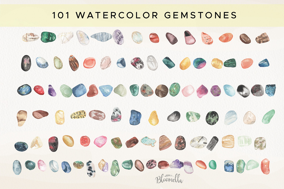 Gemstones 101 Watercolor Package, an Illustration by Bloomella (Photo 6 of 6)