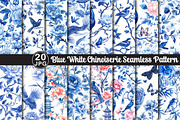 Blue White Chinoiserie Pattern, a Pattern Graphic by Black Bird Studio (Thumbnail 1 of 5)