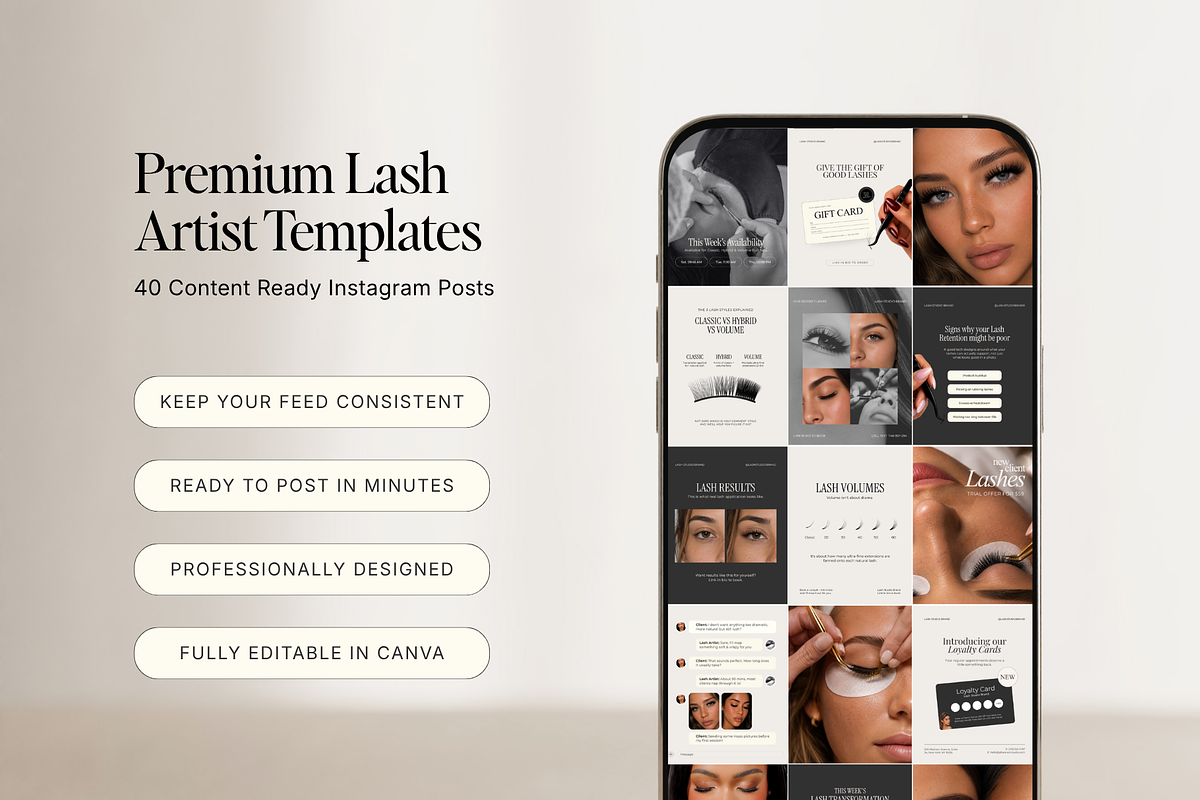 40 Lash Extension Instagram posts, a Social Media Template by Design Lush Studio (Photo 5 of 8)