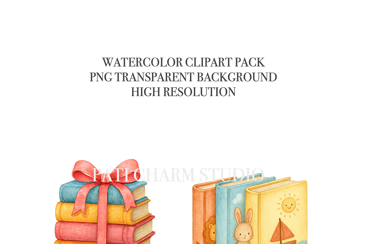 Book Clipart Set, a Decorative Illustration by Pati Charm Studio (Photo 5 of 8)