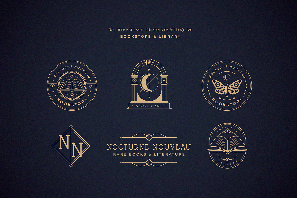 Nocturne Nouveau Branding Kit, a Decorative Illustration by Polar Vectors (Photo 19 of 20)