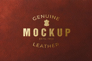 Gold Foil Logo Mockup On Leather