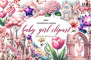 Watercolor baby girl clipart, an Illustration by CreationArt