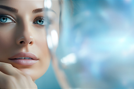Attractive woman touching the skin o, a Beauty & Fashion Photo by angellodeco