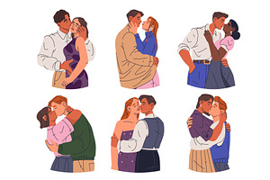 Set of vector kissing couple. People, a Person Illustration by Elegant Solution