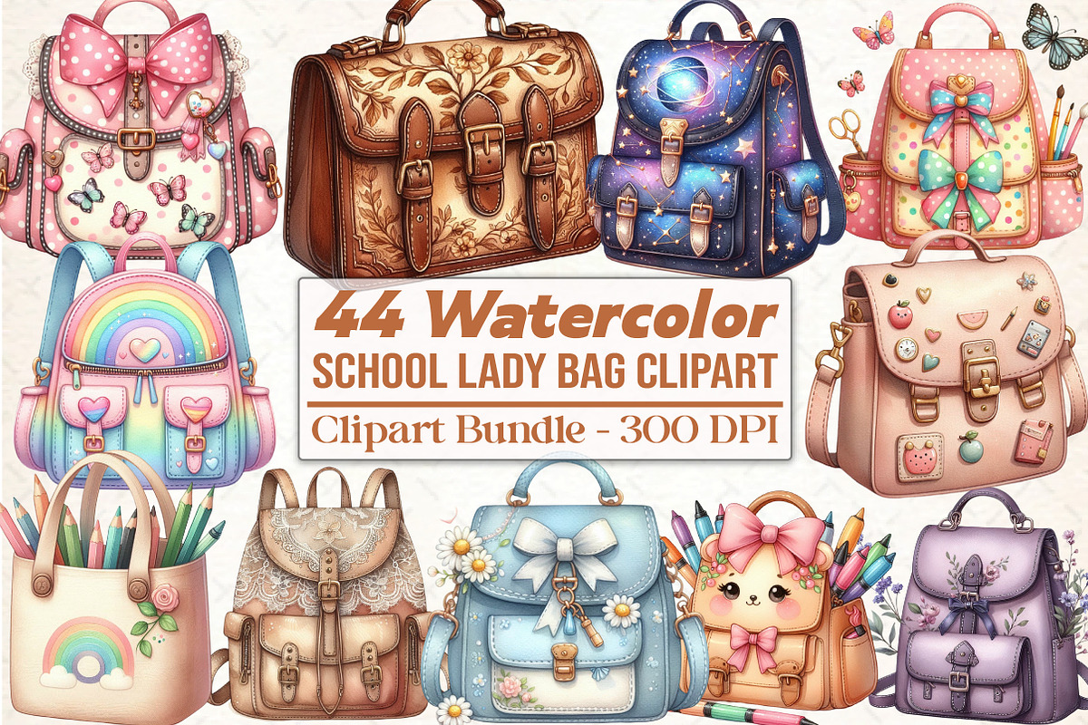 Back to School Lady Bag Clipart, an Illustration by DreamCafeArt (Photo 1 of 5)