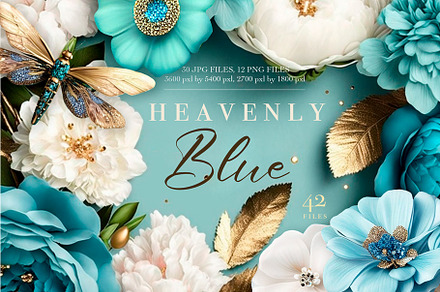 Blue flowers collection, a Background Graphic by HAPPY PUPPY SHOP