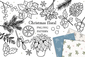 Christmas Floral Clipart & Patterns