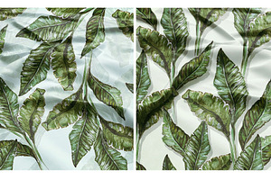 Watercolor Pattern Tropical Leaves