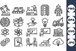 Industrial Technology Icon Set, an Illustration by designvectx