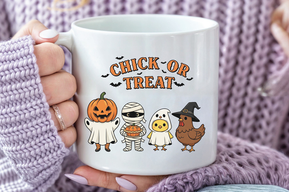Chick or Treat Halloween Chicken PNG, an Illustration by CraftArtStudio (Photo 2 of 4)