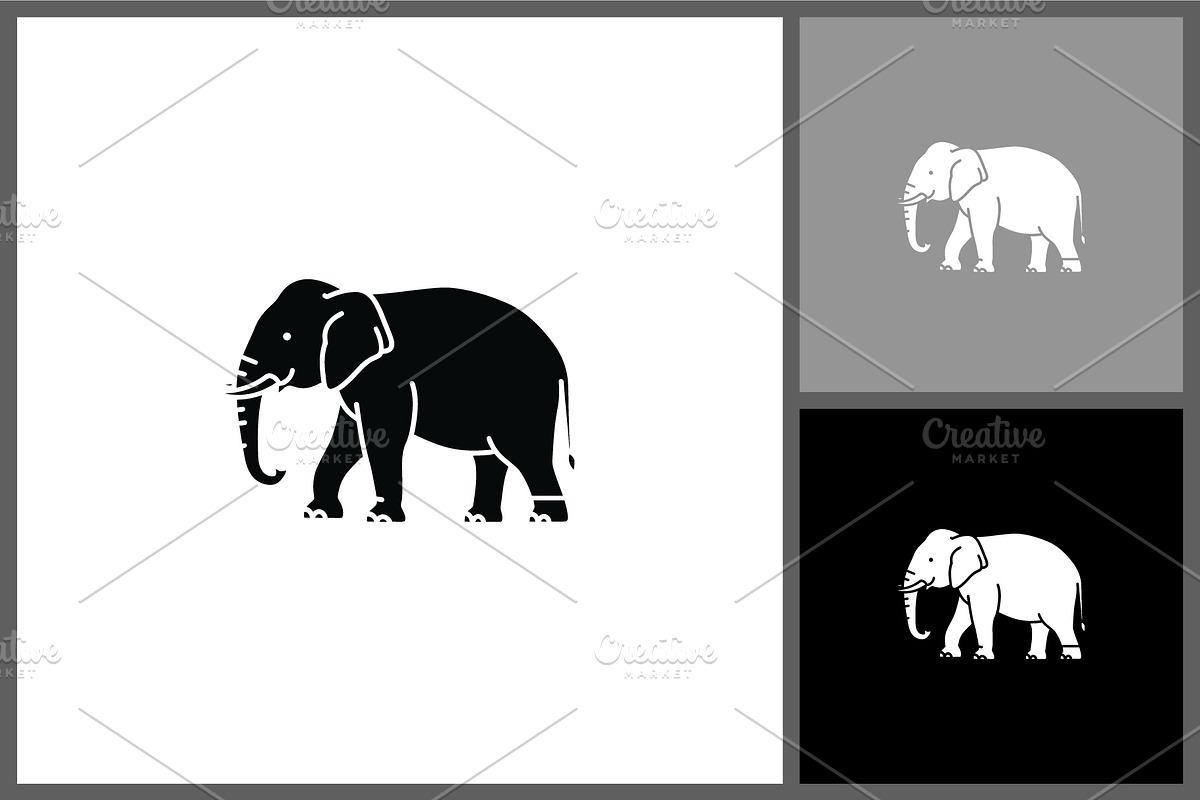 Elephant Silhouette Icon for Safari, an Animal Illustration by quadrazo