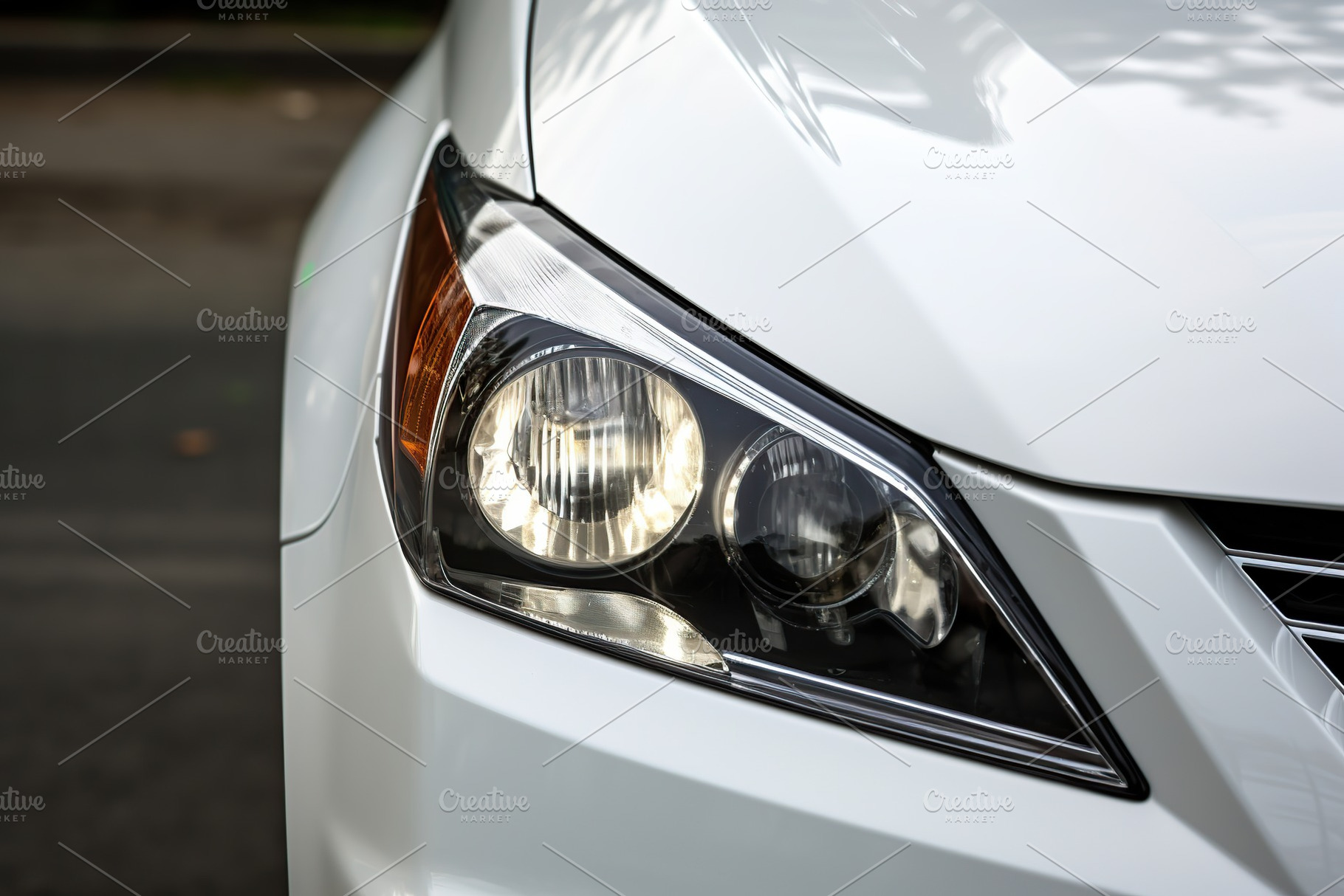 Headlights of a new modern car, closeup, a Transportation Photo by AlyaAnd
