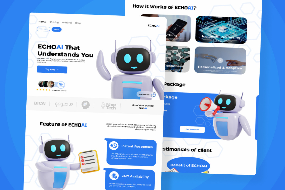 EchoAI – Chatbot UI Design Template, a Landing Page Template by twinstd (Photo 4 of 5)