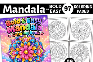 Bold and Easy Mandala Coloring Pages, a Decorative Illustration by Coco Bloom
