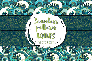 Marine vector patterns: water waves