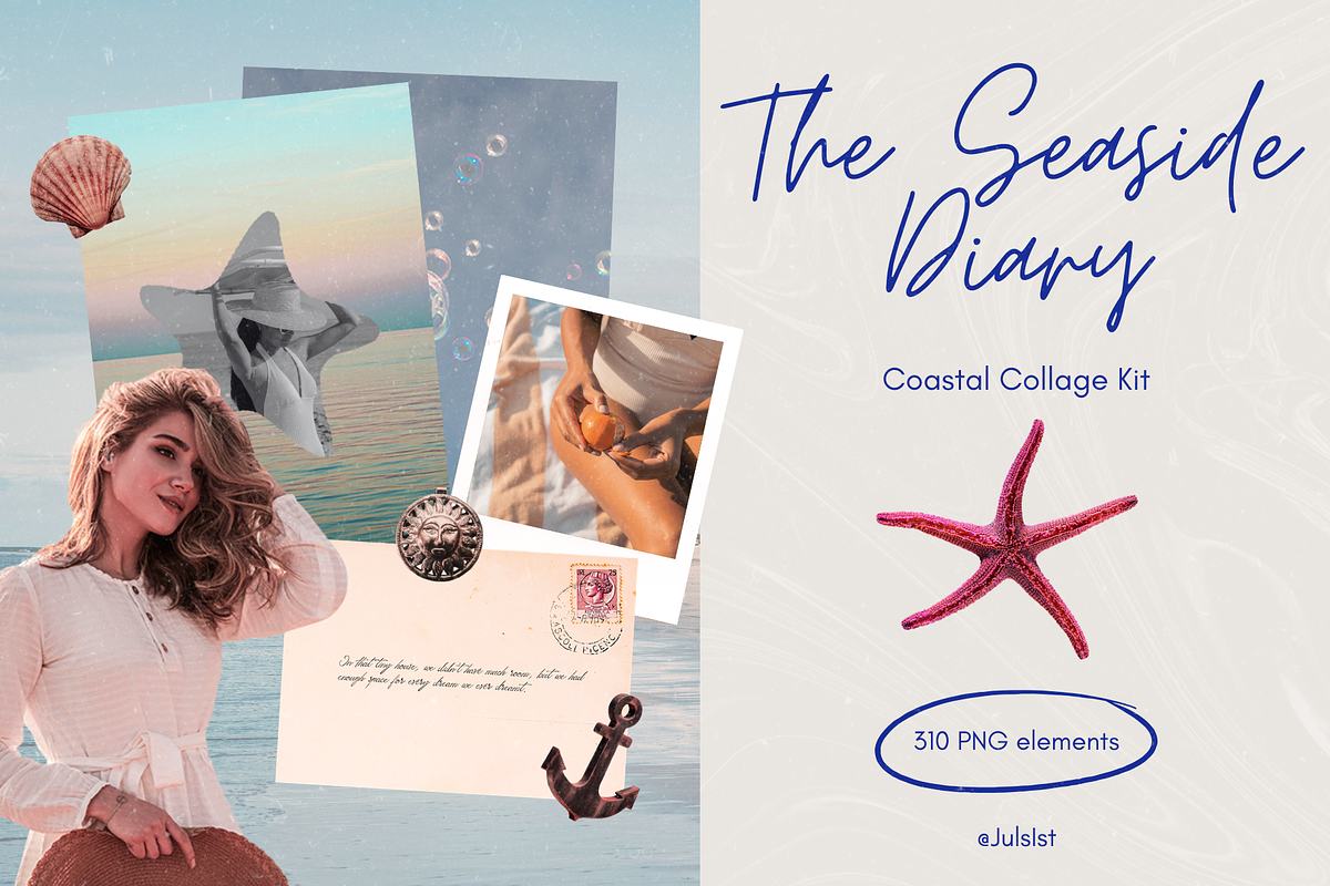 Seaside Diary Coastal Collage Kit, an Object Graphic by JulsIst (Photo 1 of 10)