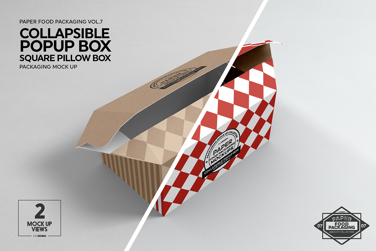 Square Pillow Box Packaging Mockup, a Packaging Mockup by INCDesign (Photo 4 of 6)