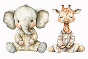 Watercolor Sleepy Animals Clipart, an Illustration by Design Market (Thumbnail 7 of 7)