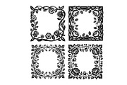 linocut floral frames, a Background Graphic by SketchArtStudio (Thumbnail 3 of 3)