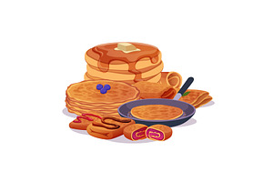 Pancakes. tasty delicious food hills, a Food Illustration by Onyx
