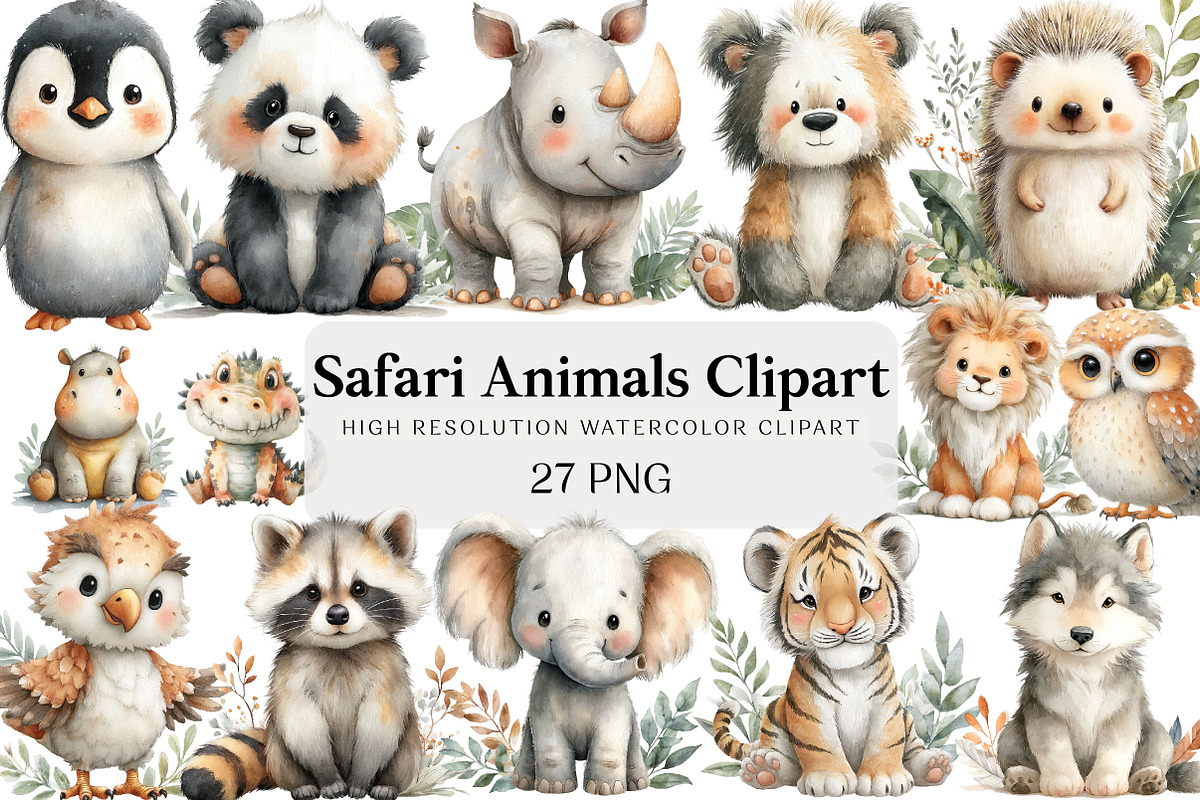Safari Animals Clipart, an Illustration by DreamCafeArt (Photo 1 of 6)