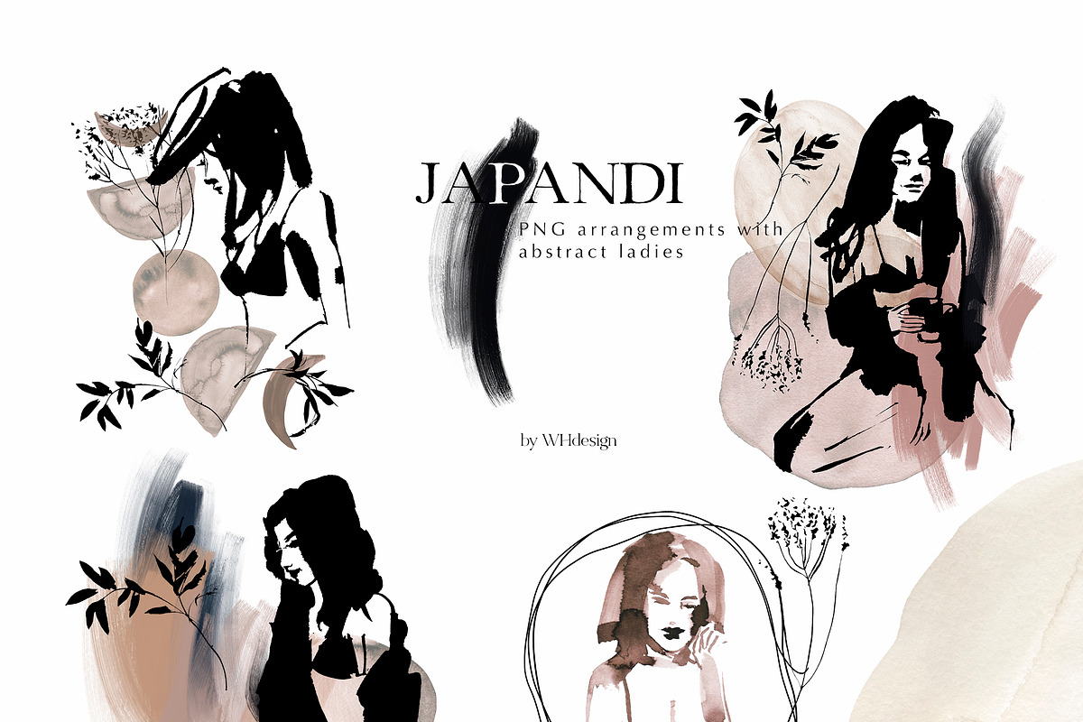 Japandi Abstract Watercolor Clip Art, a Decorative Illustration by whiteheartdesign (Photo 11 of 24)