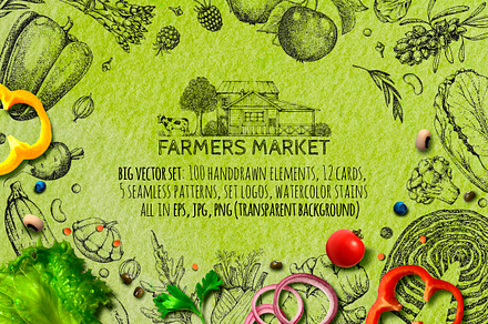 Hand drawn vegetables and fruit